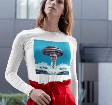 2050 Space Needle Long Sleeve T-Shirt Apliiq