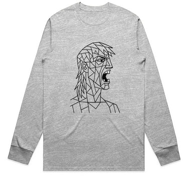 Angry Mullet Man Long Sleeve Staple T-Shirt