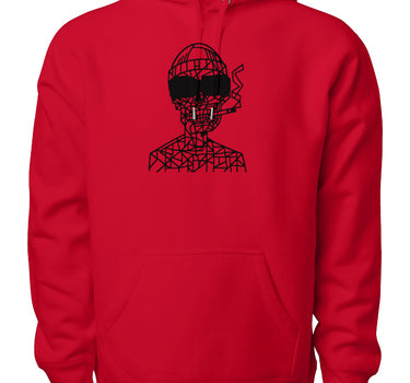 Smoking Skull with Sunglasses Premium Heavyweight Hooded Sweatshirt