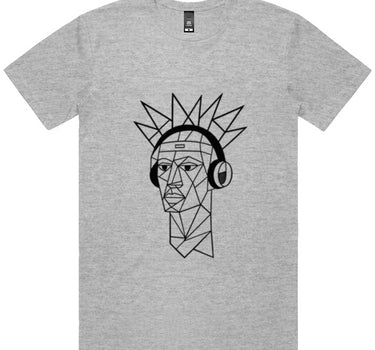 Cubist Man Wearing Headphones Short Sleeve Staple T-Shirt
