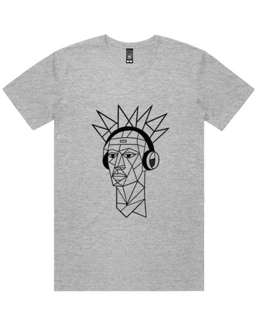Cubist Man Wearing Headphones Short Sleeve Staple T-Shirt