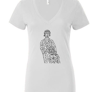 Cubist Modern Couple Women’s Jersey Deep V-Neck Tee
