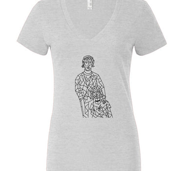 Cubist Modern Couple Women’s Jersey Deep V-Neck Tee