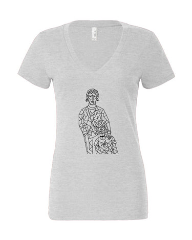 Cubist Modern Couple Women’s Jersey Deep V-Neck Tee