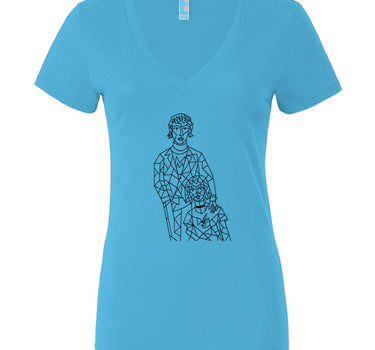 Cubist Modern Couple Women’s Jersey Deep V-Neck Tee