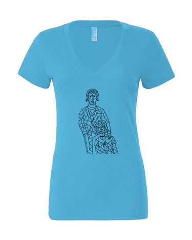 Cubist Modern Couple Women’s Jersey Deep V-Neck Tee