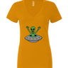 Partying Alien Women’s Jersey Deep V-Neck Tee
