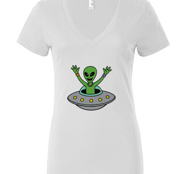 Partying Alien Women’s Jersey Deep V-Neck Tee