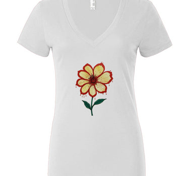 Bleeding Flower Women’s Jersey Deep V-Neck Tee