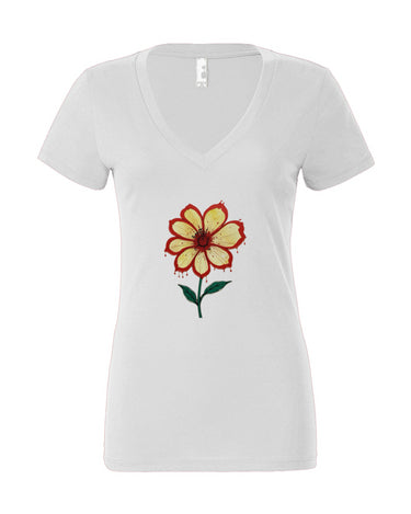 Bleeding Flower Women’s Jersey Deep V-Neck Tee