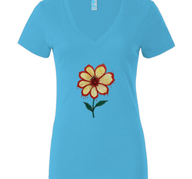 Bleeding Flower Women’s Jersey Deep V-Neck Tee