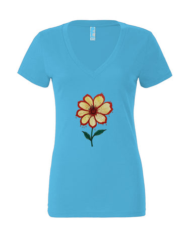 Bleeding Flower Women’s Jersey Deep V-Neck Tee