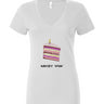 Birthday Cake Monogram Women’s Jersey Deep V-Neck Tee