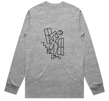 Graphic Long Sleeve T-Shirt - Figure Descending Staircase|Mikey Yaw