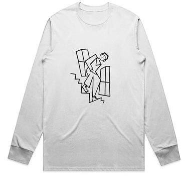 Graphic Long Sleeve T-Shirt - Figure Descending Staircase|Mikey Yaw
