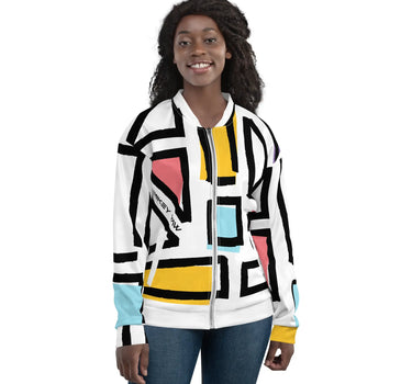 Abstract Geometric Shapes Unisex Bomber Jacket Mikey Yaw