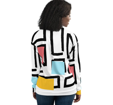 Abstract Geometric Shapes Unisex Bomber Jacket Mikey Yaw