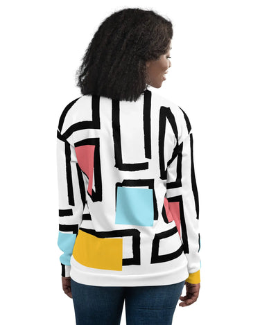 Abstract Geometric Shapes Unisex Bomber Jacket Mikey Yaw