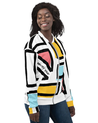 Abstract Geometric Shapes Unisex Bomber Jacket Mikey Yaw