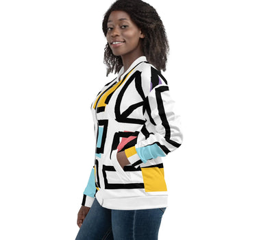 Abstract Geometric Shapes Unisex Bomber Jacket Mikey Yaw