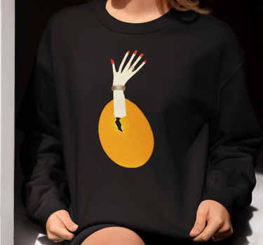 Arm Reaching from Egg Non-Hooded Sweatshirt - Mikey Yaw