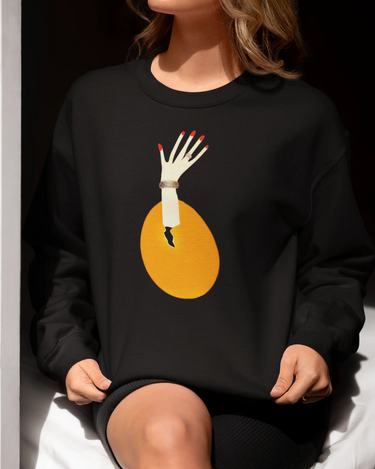 Arm Reaching from Egg Non-Hooded Sweatshirt - Mikey Yaw