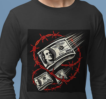 Barbed Wire Money Long Sleeve T-Shirt Mikey Yaw