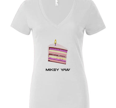 Birthday Cake Monogram Women’s Jersey Deep V-Neck Tee