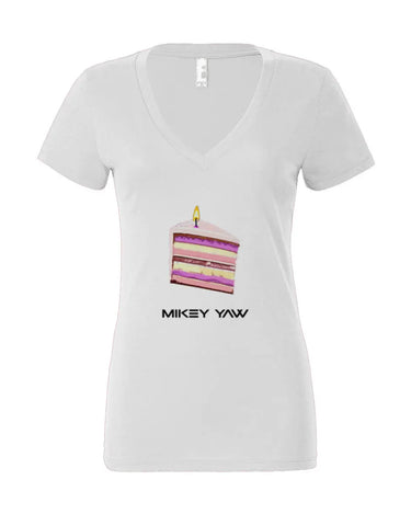 Birthday Cake Monogram Women’s Jersey Deep V-Neck Tee