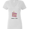 Birthday Cake Monogram Women’s Jersey Deep V-Neck Tee