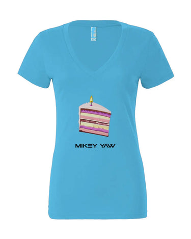 Birthday Cake Monogram Women’s Jersey Deep V-Neck Tee