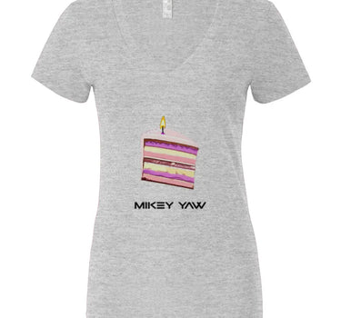 Birthday Cake Monogram Women’s Jersey Deep V-Neck Tee