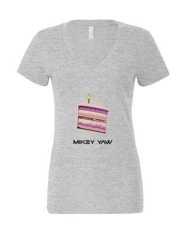 Birthday Cake Monogram Women’s Jersey Deep V-Neck Tee