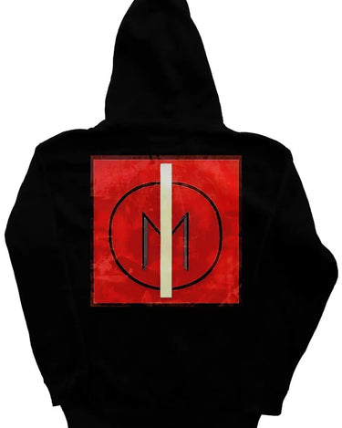 Black Zipper Hoodie with Red Artwork - Mikey Yaw