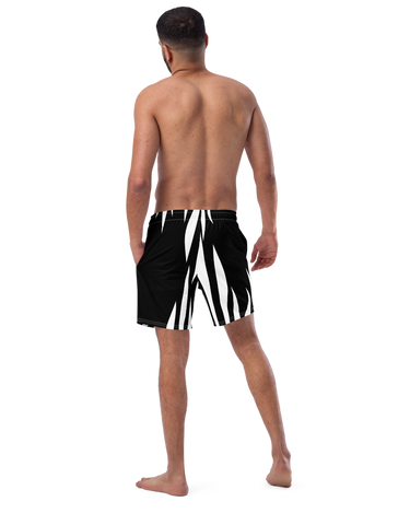 Black and White Abstract Men's Swim Trunks - Mikey Yaw