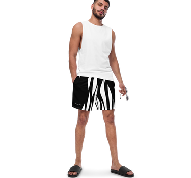 Black and White Abstract Men's Swim Trunks - Mikey Yaw