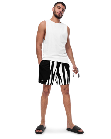 Black and White Abstract Men's Swim Trunks - Mikey Yaw