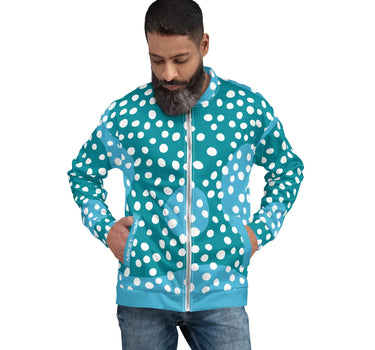 Blue Abstract Unisex Bomber Jacket Mikey Yaw