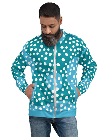 Blue Abstract Unisex Bomber Jacket Mikey Yaw