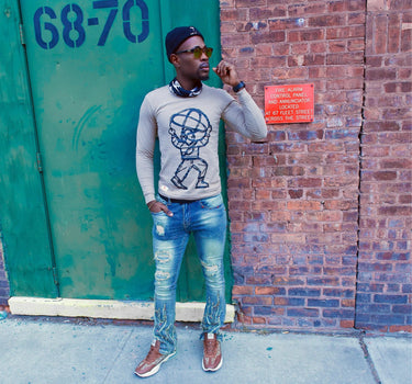 City Atlas Abstract Drawing Long Sleeve Staple T-Shirt - Mikey Yaw