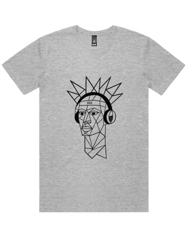 Cubist Man Wearing Headphones Short Sleeve Staple T-Shirt