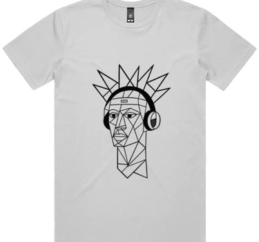 Cubist Man Wearing Headphones Short Sleeve Staple T-Shirt