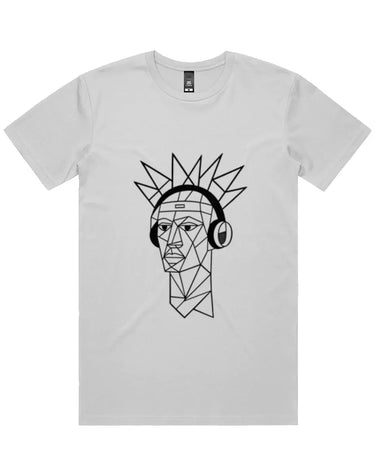 Cubist Man Wearing Headphones Short Sleeve Staple T-Shirt