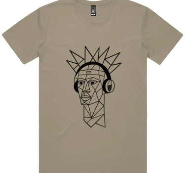 Cubist Man Wearing Headphones Short Sleeve Staple T-Shirt