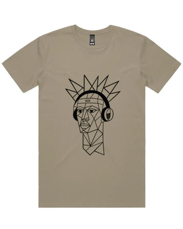Cubist Man Wearing Headphones Short Sleeve Staple T-Shirt