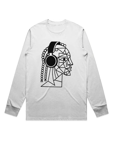 Cubist Profile of Woman Wearing Headphones Long Sleeve Staple T-Shirt