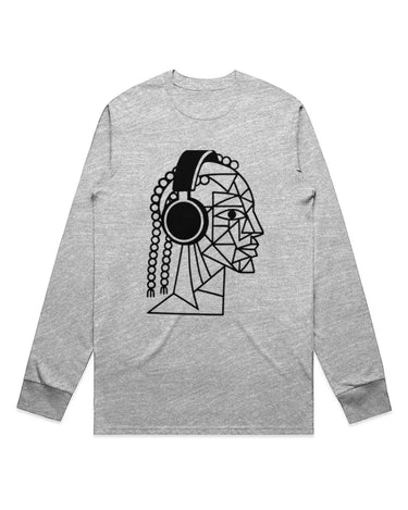 Cubist Profile of Woman Wearing Headphones Long Sleeve Staple T-Shirt