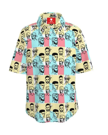 Expressionist Faces Button Up Shirt Contrado