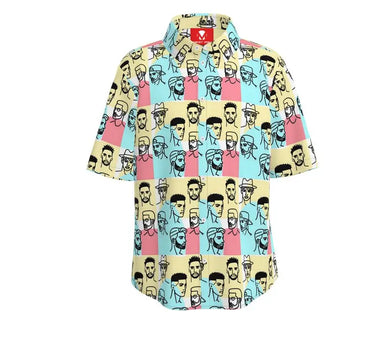 Expressionist Faces Button Up Shirt Contrado