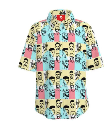 Expressionist Faces Button Up Shirt Contrado